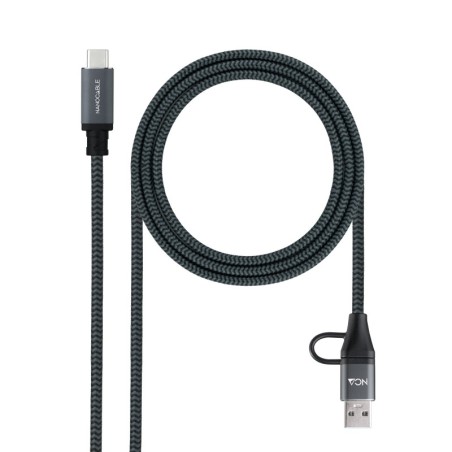 Cable USB 3.2 Gen2x2 20Gbps 5A/100W  USB-C+USB-A/M a USB-C/M  Gris/Negro  3m