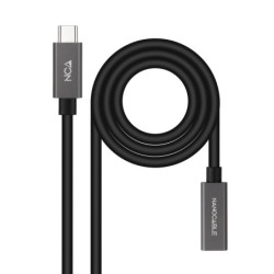 Cable Prolongador USB-C 3.2 Gen2x2 20Gbps 3A  4K/60Hz  USB-C/M-USB-C/H  Negro  1 m