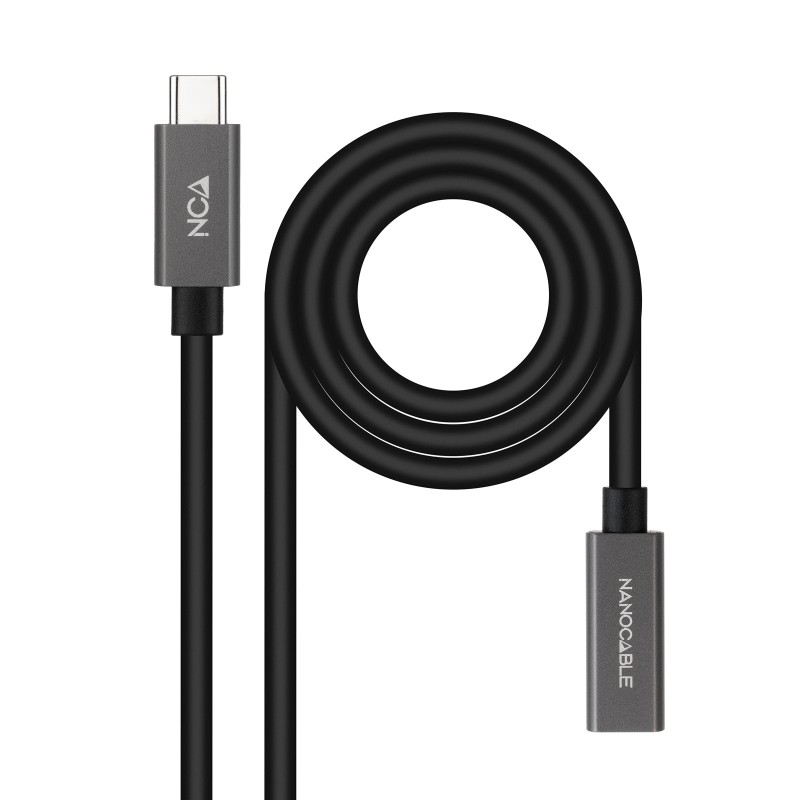 Cable Prolongador USB-C 3.2 Gen2x2 20Gbps 3A  4K/60Hz  USB-C/M-USB-C/H  Negro  1.5 m