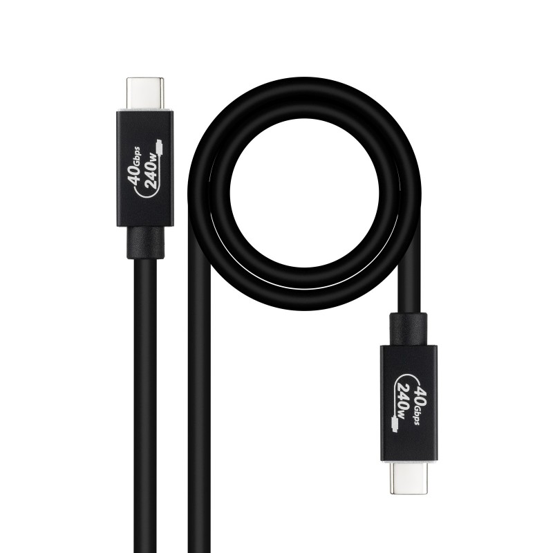 Cable USB 4 Gen 3x2 40Gbps 5A/240W  USB-C/M-USB-C/M  Negro  1 m