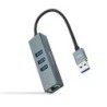 Conversor USB 3.0 a Ethernet Gigabit + 3XUSB 3.0  Aluminio  Gris  15 cm