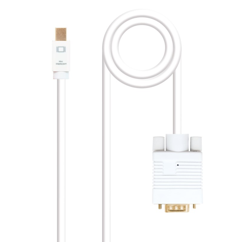 Cable conversor Mini DP a VGA  Mini DP/M - VGA/M  Blanco  5.0 M