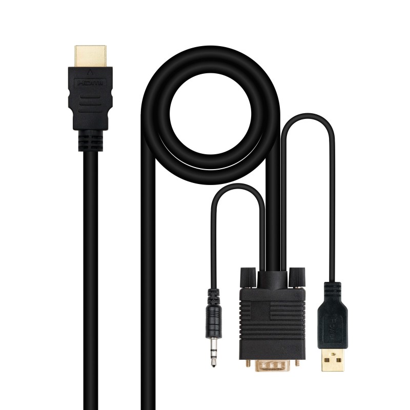 Cable Conversor HDMI a VGA+Audio+USB  1.8 m  Negro