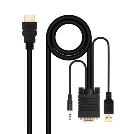 Cable Conversor HDMI a VGA+Audio+USB  1.8 m  Negro