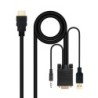 Cable Conversor HDMI a VGA+Audio+USB  1.8 m  Negro