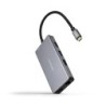 HUB USB-C 9 en 1  Conversor USB-C a 3 x USB-A + 2 x HDMI + RJ45 + TF + SD + USB-C PD 100W  Aluminio  15 cm  Gris
