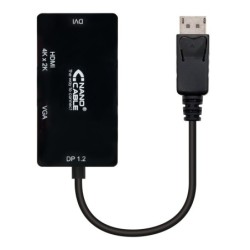 Conversor Displayport a VGA / HDMI  3 en 1  DP 1.2/M-VGA/H-HDMI/H 4K  Negro  15 cm