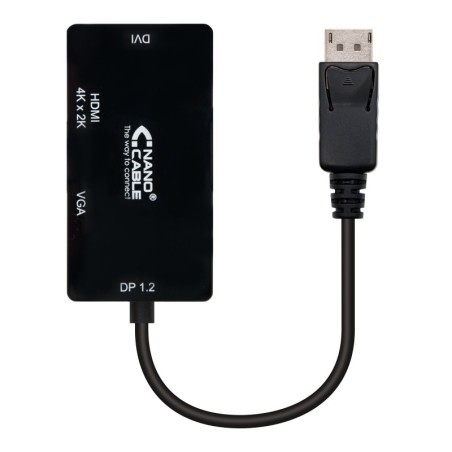 Conversor Displayport a VGA / HDMI  3 en 1  DP 1.2/M-VGA/H-HDMI/H 4K  Negro  15 cm