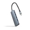 Hub USB-C 5 en 1  Conversor USB-C 3.1 a 3xUSB-A 3.0 + USB-C PD + HDMI  Aluminio  Gris  18 cm