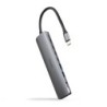 Hub USB-C 8 en 1  Conversor USB-C 3.1 a 2xUSB-A 3.0 + 3xUSB-C 3.0 + USB-C PD + HDMI 4K@60Hz + Audio Jack 3.5  Aluminio  Gris  18