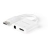 Adaptador de Audio USB-C/M a Jack 3.5/H + USB-C/H PD 60W  11.5 cm  Blanco