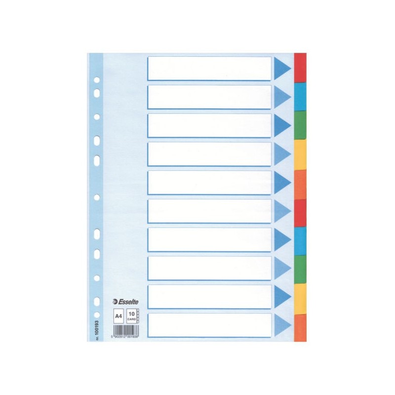 Multicoloured Card Divider Separador en blanco con pestaa Caja de cartn Multicolor