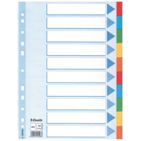 Multicoloured Card Divider Separador en blanco con pestaa Caja de cartn Multicolor