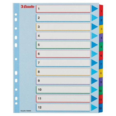 100209 lengeta de ndice Separador numrico con pestaa Caja de cartn Multicolor