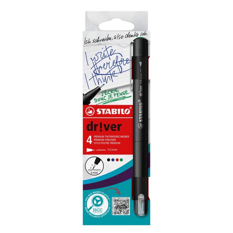 dr!ver rotulador de punta fina Fino Negro  Azul  Verde  Rojo 4 pieza(s)