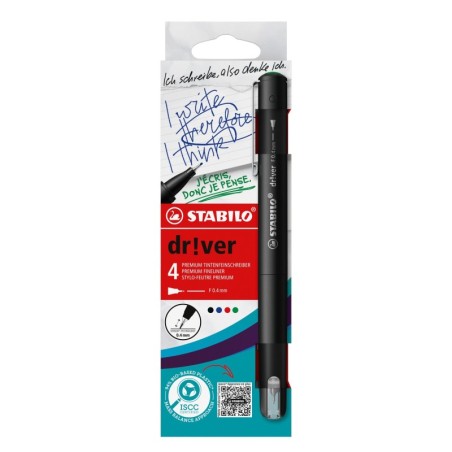 dr!ver rotulador de punta fina Fino Negro  Azul  Verde  Rojo 4 pieza(s)