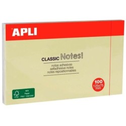 APLI NOTAS ADHESIVAS CLASICAS 125X75 MM AMARILLAS BLOC DE 100 H -12U-