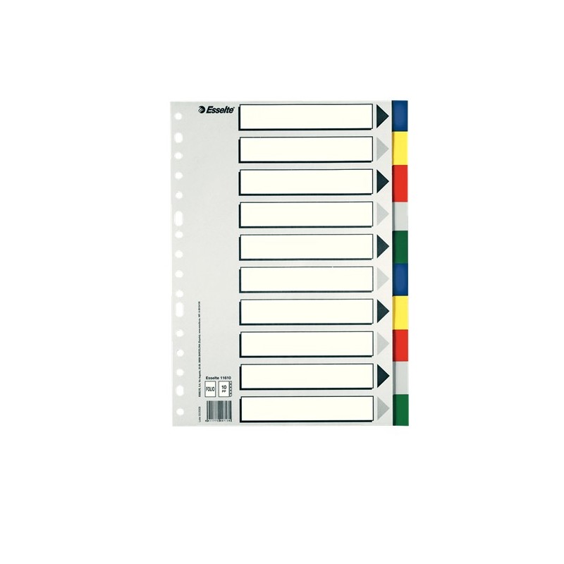 11610 lengeta de ndice Separador en blanco con pestaa Cartn  Polipropileno (PP) Multicolor