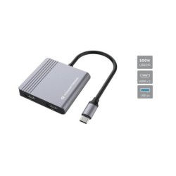 DONN13G base para porttil y replicador de puertos Almbrico USB 3.2 Gen 1 (3.1 Gen 1) Type-C Gris