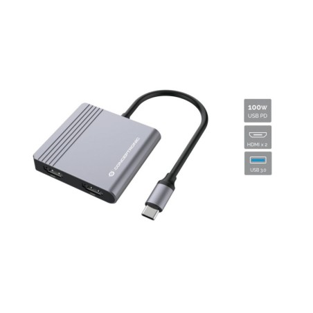 DONN13G base para porttil y replicador de puertos Almbrico USB 3.2 Gen 1 (3.1 Gen 1) Type-C Gris