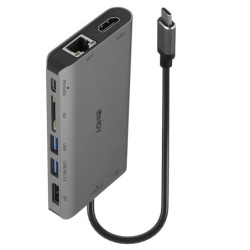 43323 base para porttil y replicador de puertos Almbrico USB 3.2 Gen 1 (3.1 Gen 1) Type-C Negro  Gris