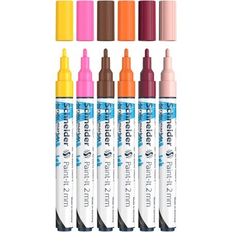 Paint-It marcador 6 pieza(s) Punta redonda Beige  Burdeos  Marrn  Naranja  Rosa  Amarillo