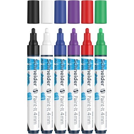 Paint-It marcador 6 pieza(s) Punta redonda Negro  Azul  Verde  Prpura  Rojo  Blanco