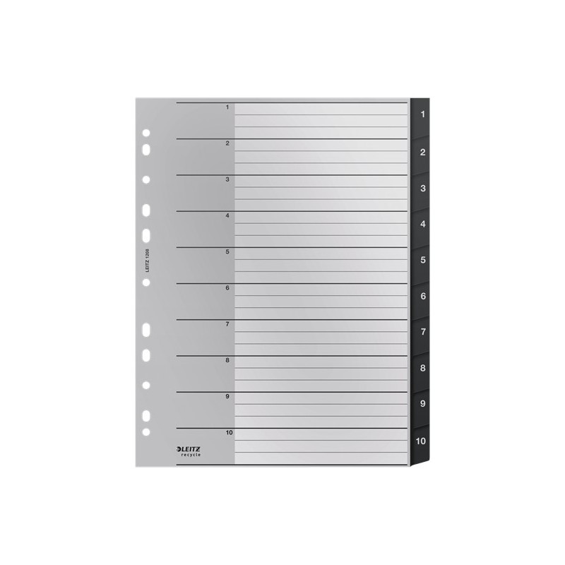 12080000 lengeta de ndice Separador numrico con pestaa Polipropileno (PP) Negro  Blanco