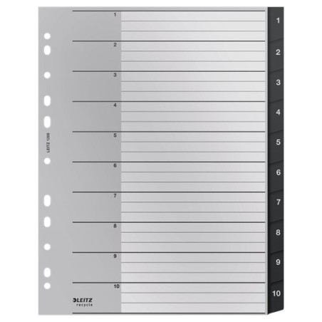12080000 lengeta de ndice Separador numrico con pestaa Polipropileno (PP) Negro  Blanco