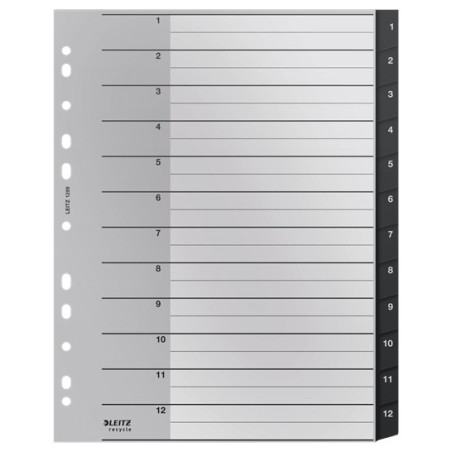 12090000 lengeta de ndice Separador numrico con pestaa Polipropileno (PP) Negro  Blanco