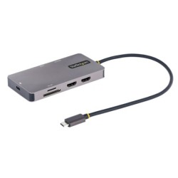 Adaptador Multipuertos USB C 2x HDMI 4K 60Hz  Hub USB-A 3.1 2Pt 5Gbps  PD 100W  GbE  SD/MicroSD  Cable de 30cm  Docking Station 