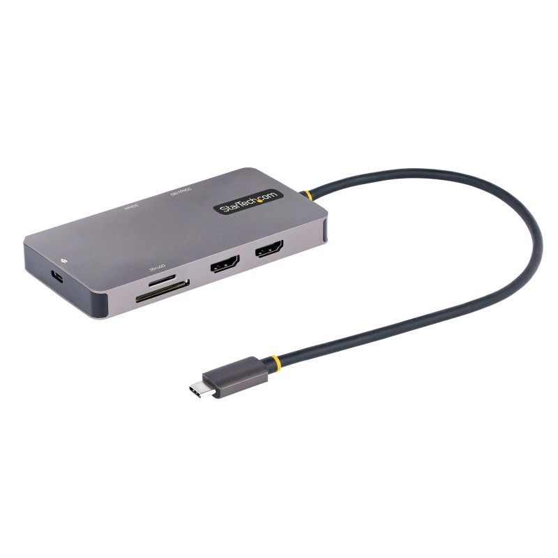 Adaptador Multipuertos USB C 2x HDMI 4K 60Hz  Hub USB-A 3.1 2Pt 5Gbps  PD 100W  GbE  SD/MicroSD  Cable de 30cm  Docking Station 