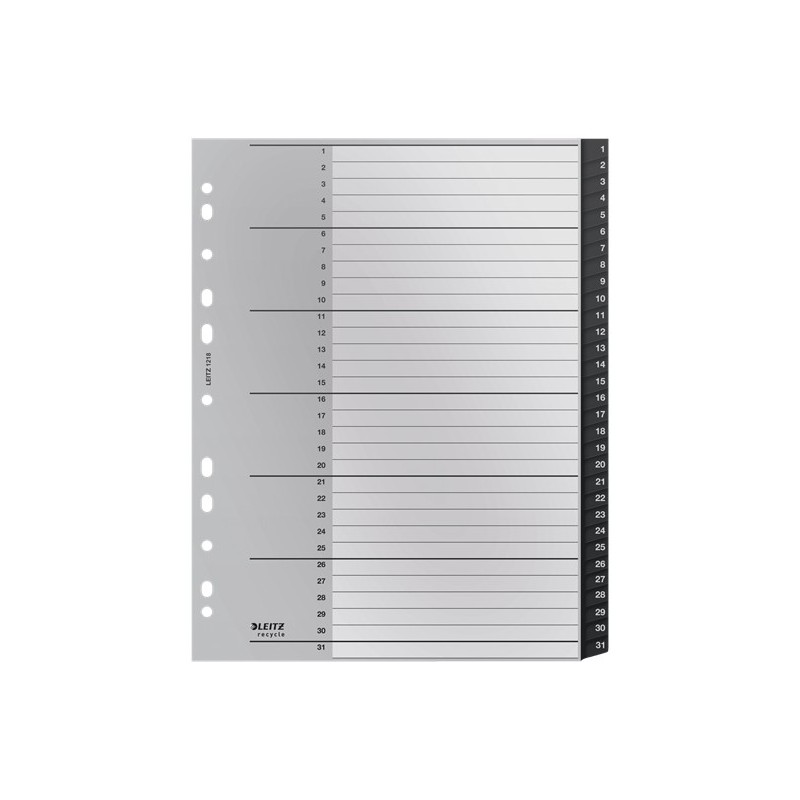 12180000 lengeta de ndice Separador numrico con pestaa Polipropileno (PP) Negro  Blanco