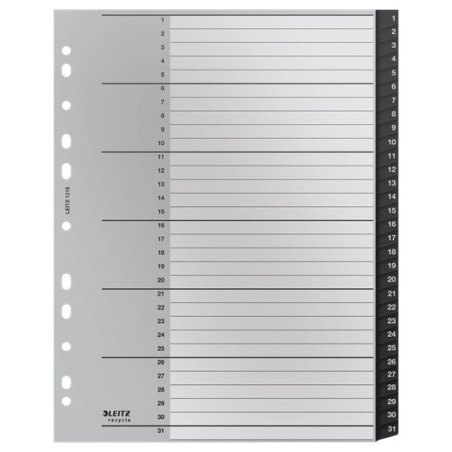 12180000 lengeta de ndice Separador numrico con pestaa Polipropileno (PP) Negro  Blanco