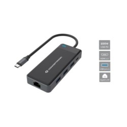 DONN14G base para porttil y replicador de puertos Almbrico USB 3.2 Gen 1 (3.1 Gen 1) Type-C Gris