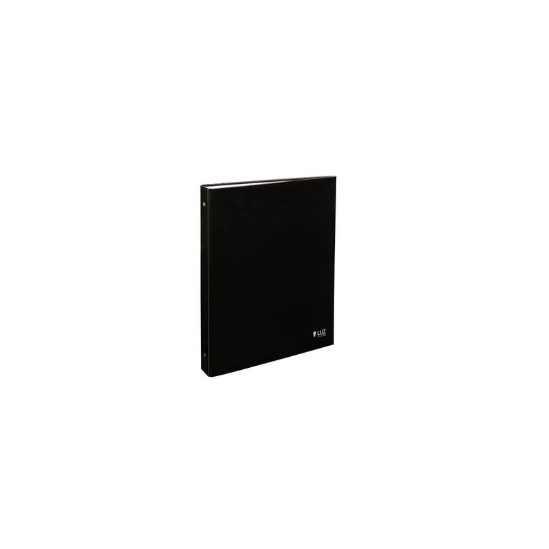 Carpeta de Anillas Luz Cartn Plastificado Brillo A5 4 Anillas Redondas 25mm Negro