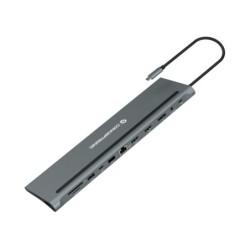 DONN17G base para porttil y replicador de puertos Almbrico USB 3.2 Gen 1 (3.1 Gen 1) Type-C Gris