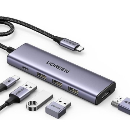 15596 base para porttil y replicador de puertos Almbrico USB 3.2 Gen 1 (3.1 Gen 1) Type-A + Type-C Aluminio