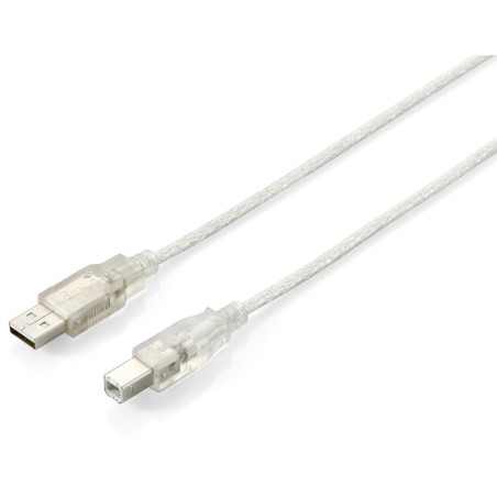 128651 Cable USB 2.0 Tipo A a Tipo B  3 0 m   Plata transparente
