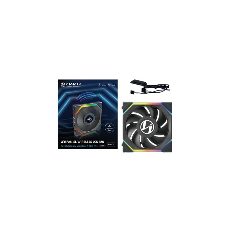 UNI FAN SL Wireless LCD 120 Carcasa del ordenador Ventilador 12 cm Negro 1 pieza(s)