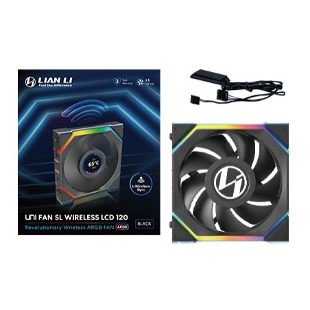 UNI FAN SL Wireless LCD 120 Carcasa del ordenador Ventilador 12 cm Negro 1 pieza(s)