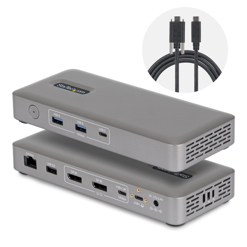 Docking Station USB4 - Sin Controladores - 4K 144Hz Doble para Mac y Windows - Docking Station Tipo C con DisplayPort - PD 100W 