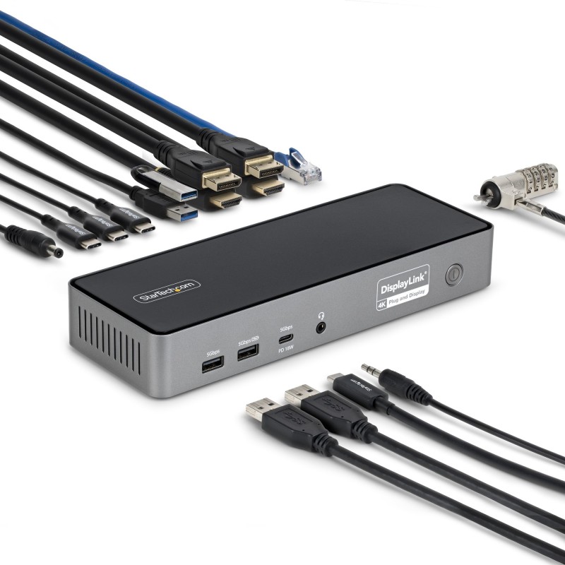 Docking Station Universal USB-C de 3 Pantallas - Docking Station USB Tipo C HDMI DP - PD 140W para Carga de MacBook Pro y Window