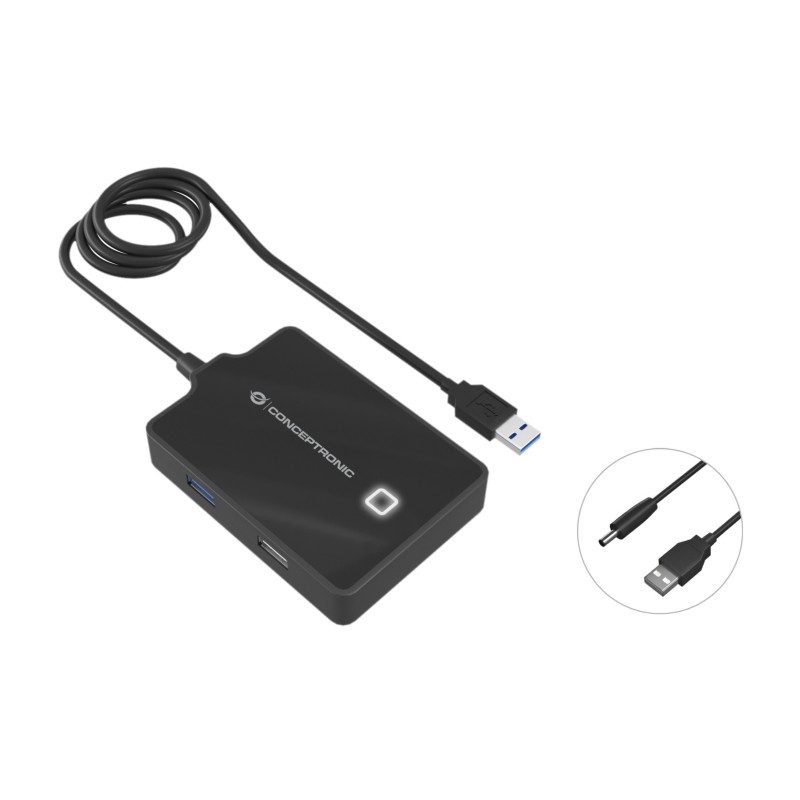 HUBBIES10B base para porttil y replicador de puertos USB 3.2 Gen 1 (3.1 Gen 1) Type-A Negro