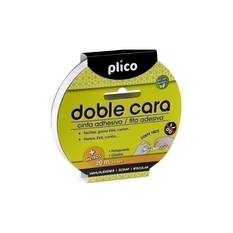 CINTA DOBLE CARA PLICO 9x20 BLANCO