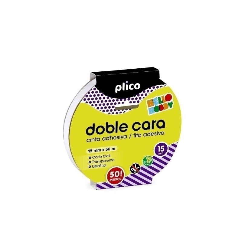 CINTA ADHESIVA DOBLE CARA PLICO 15x50 - Pack de 8 unidades