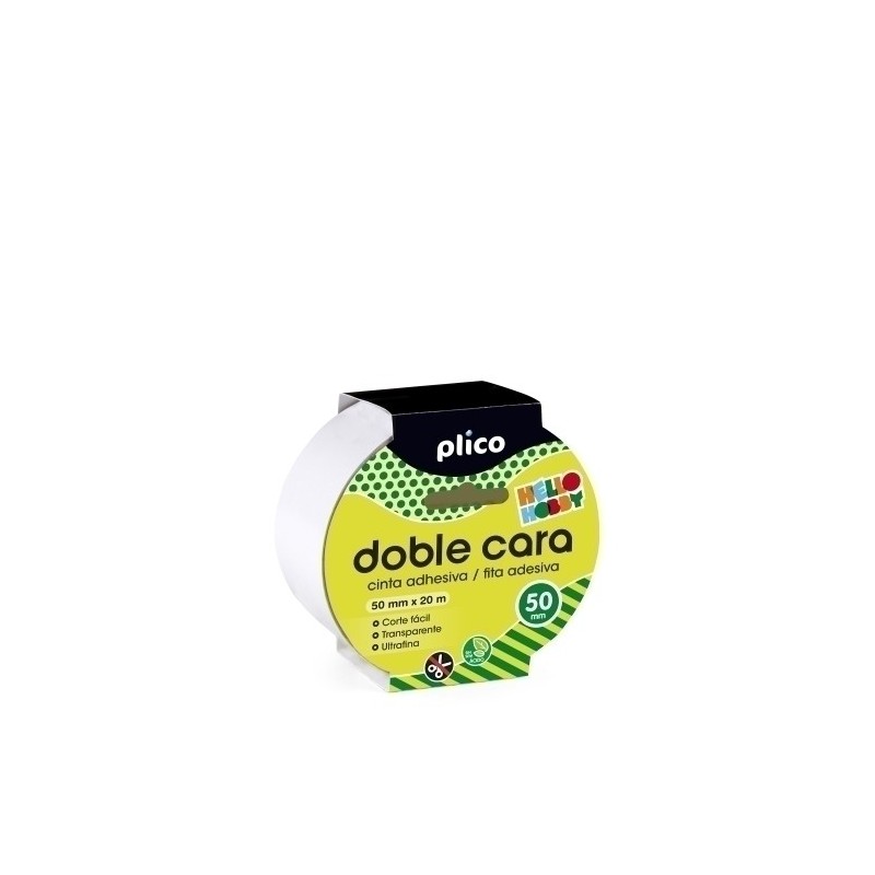 CINTA ADHESIVA DOBLE CARA PLICO rollo 20x50 MAXIMA ANCHURA