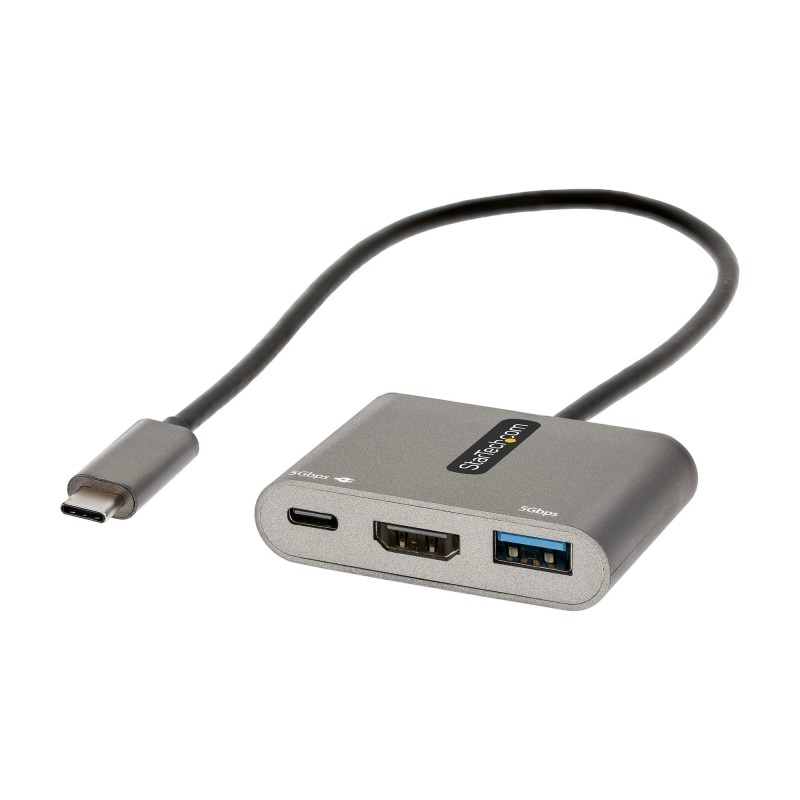Adaptador Multipuertos USB C  USB Tipo C a HDMI  Vdeo de 4K  PD de 100W  Pass Through  Hub Ladrn USB 3.0 1x USBC 1x USBA  Mini D