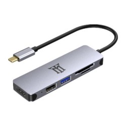 Premium MTHUB5 base para porttil y replicador de puertos USB 3.2 Gen 2 (3.1 Gen 2) Type-C Aluminio  Gris
