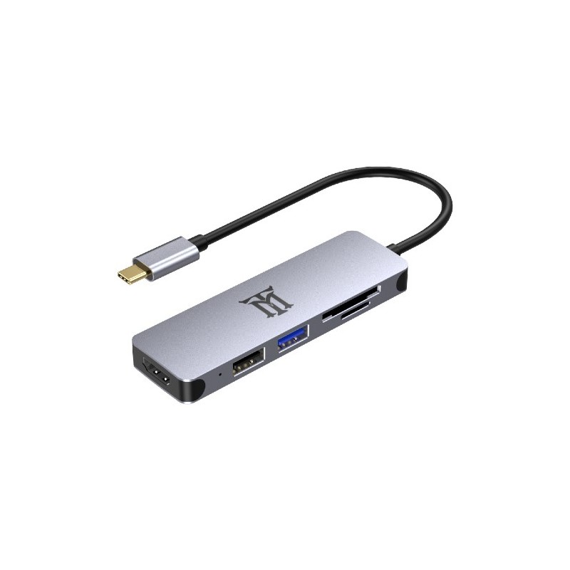 Premium MTHUB5 base para porttil y replicador de puertos USB 3.2 Gen 2 (3.1 Gen 2) Type-C Aluminio  Gris